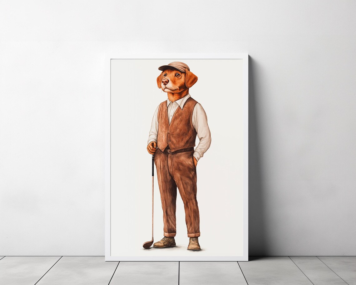 Distinguished Dog Golfer in Vintage Outfit Club Funny Animal Poster - Image 3