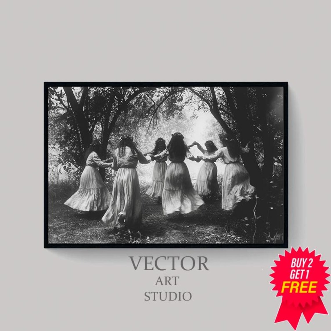 Circle Of Dancing Witches Vintage Photography Dark Occult Poster Gothic Home Decor Witchcraft Witch Print Gothic Art Wiccan Art - Image 4