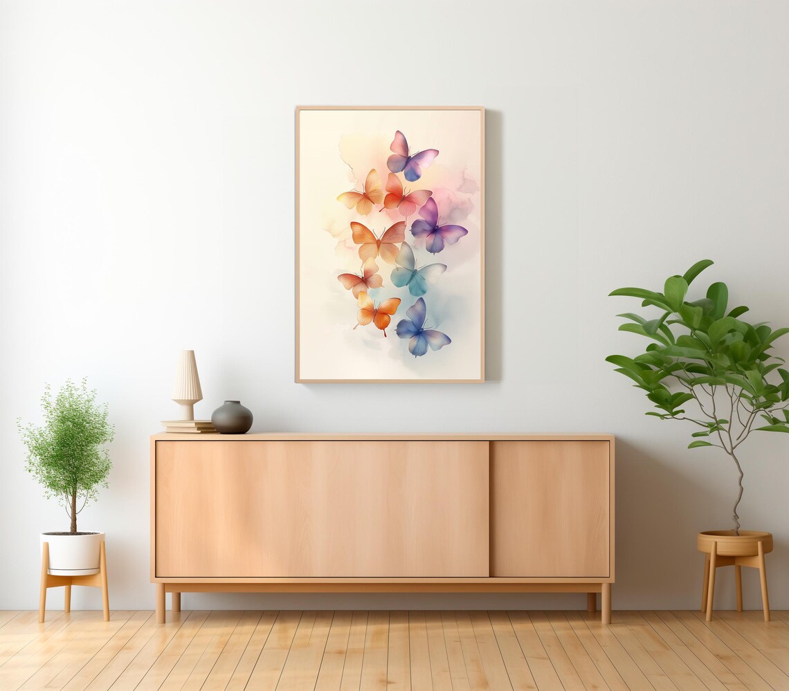 Pastel Butterfly Watercolor Art Print, Tween Room Decor - Image 2