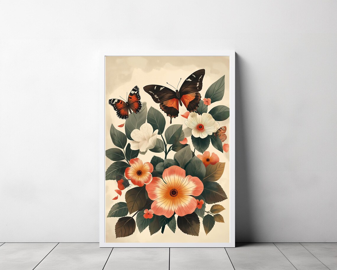 Vintage Butterfly Print, Botanical Farmhouse Decor - Image 3