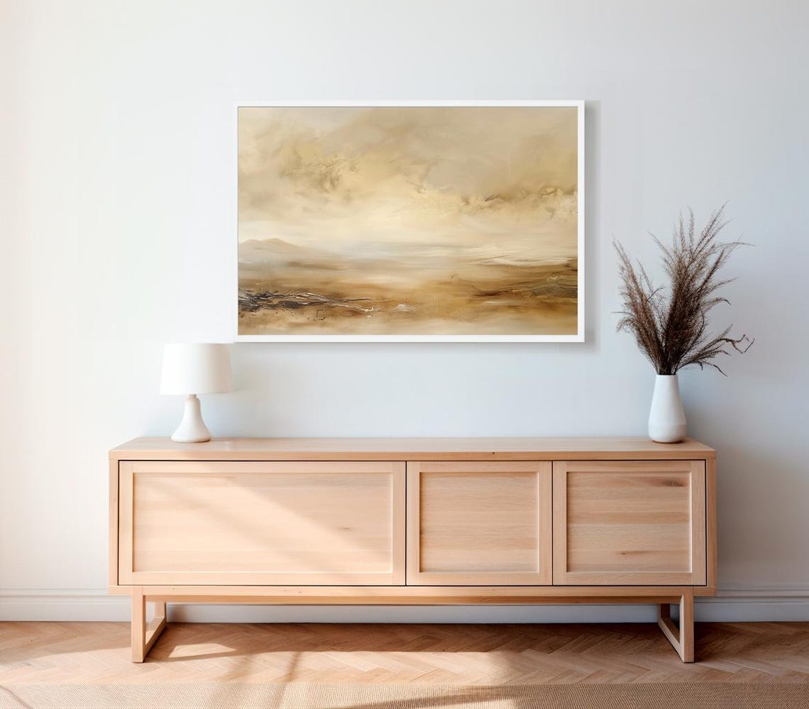 Soft Gold Abstract Desert Landscape Warm Neutral Minimalist Poster - Image 2