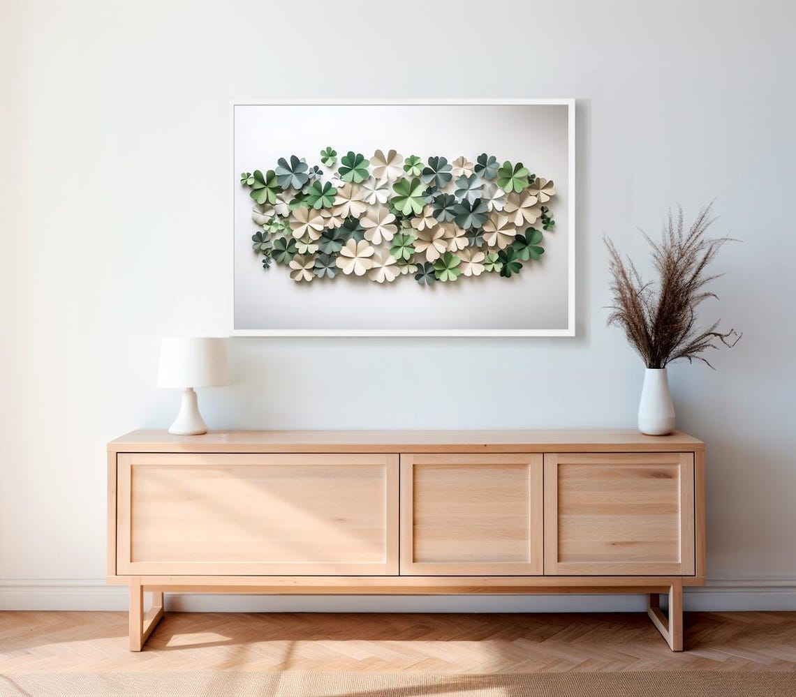 St Patricks Day Frame Tv Art Watercolor Shamrock 3d Frame Tv Art Modern Organic Decor Clover Earth Tone Lg Gallery - Image 2