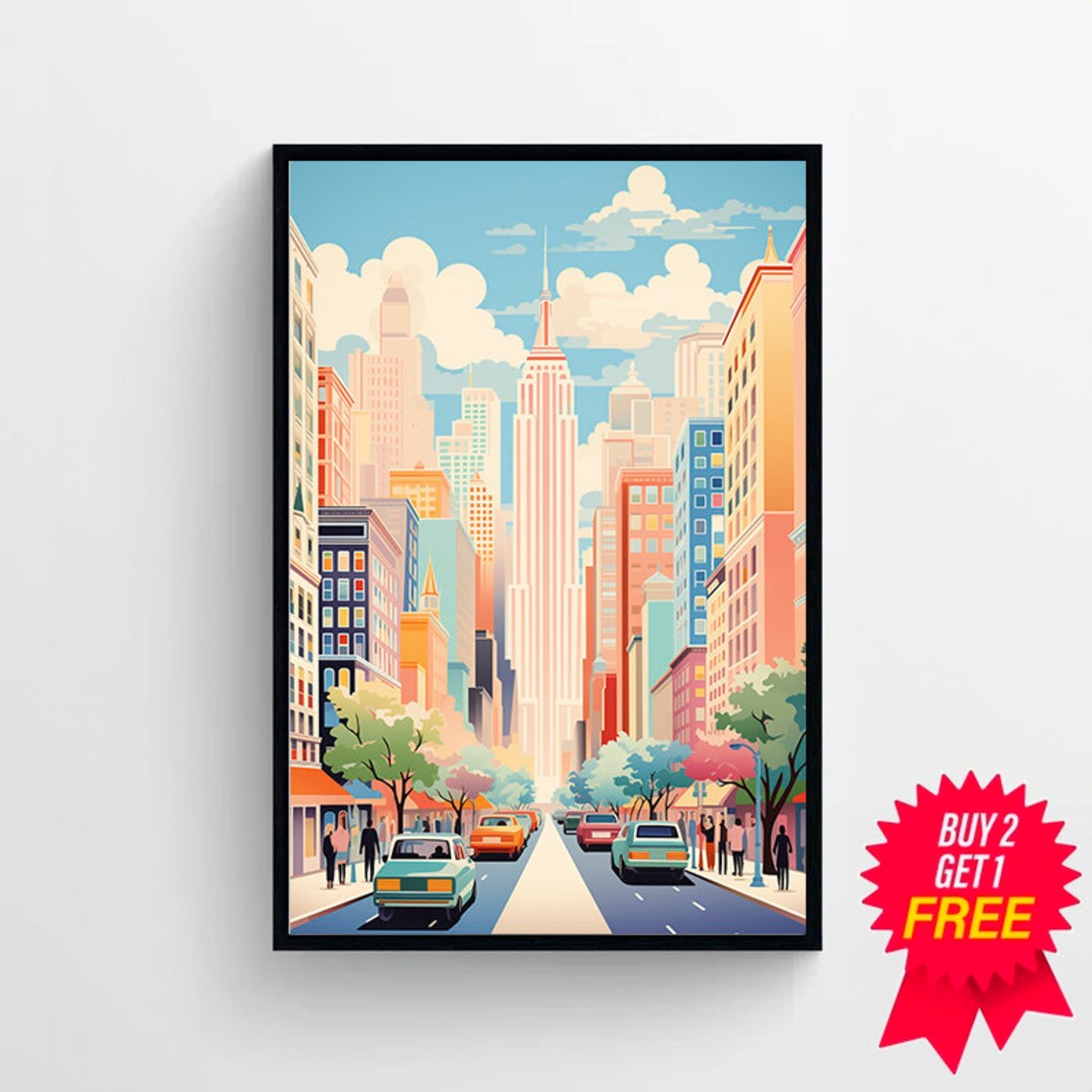 New York City Street Scene with the Empire State Building Poster - Image 4