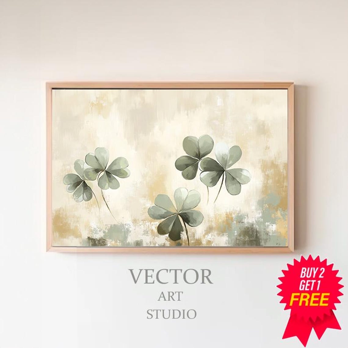 Shamrock Rustic Painting Frame Tv Art St Patricks Day Decor Clover Print Moody Vintage Print Green Lg Gallery Tv