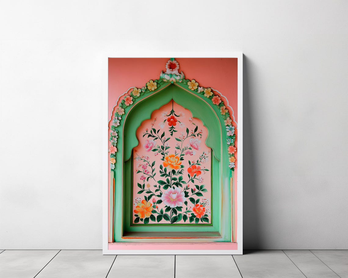 Palestine Floral Arch Art Print Islamic Wall Art Muslim Architecture Poster Arabic Decor Large Wall Art Eid Ramadan Gift - Image 3