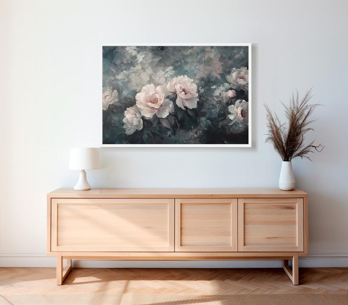 Moody Floral Frame Tv Art Dark Academia Abstract Flowers Vintage Botanical Frame Tv Art Vintage Frame Tv Art Antique Flowers - Image 2