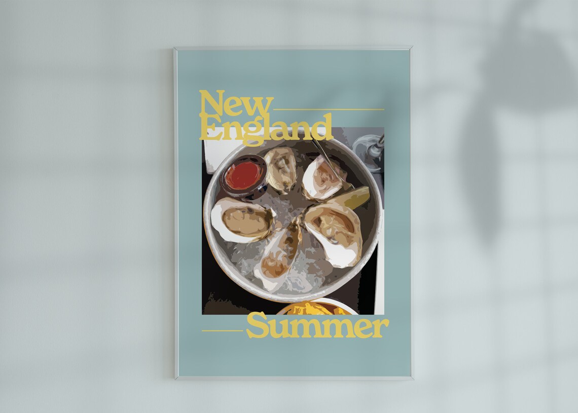 New England Summer Fresh Oysters on Ice Seafood Coastal Poster