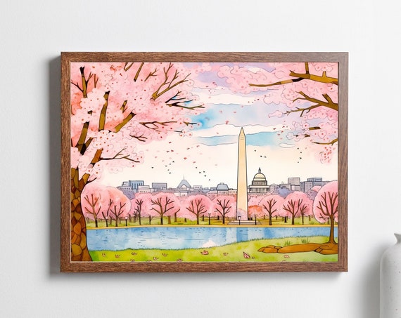 Washington Dc Cherry Blossom Watercolor Art Print