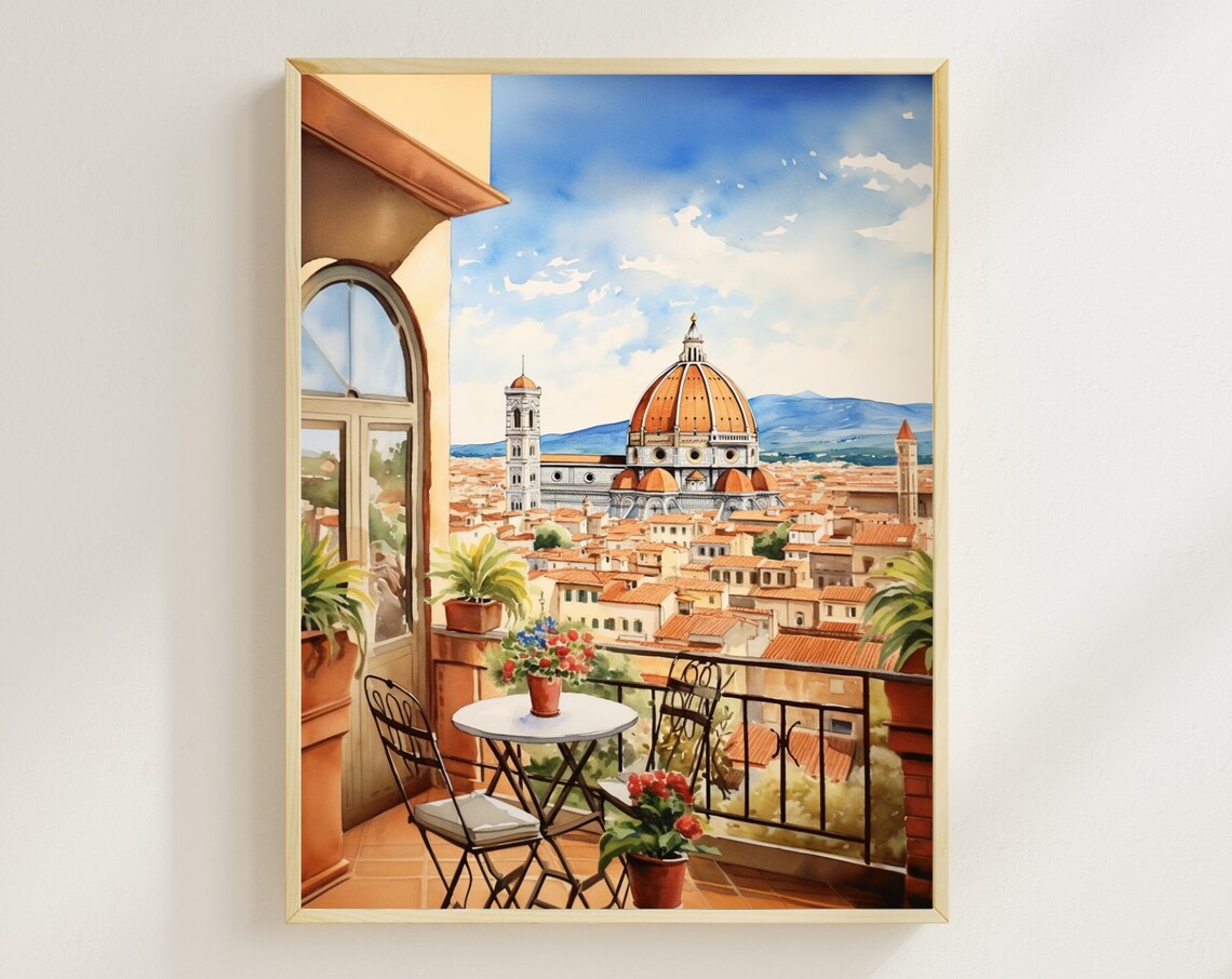 Florence Italy Watercolor Print, Santa Maria Del Fiore