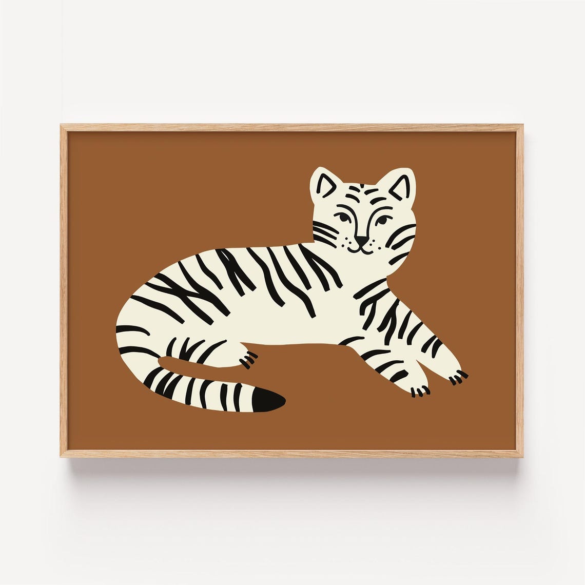 Kids Room Tiger Poster Cute Animal Wall Art Nursery Playroom Decor Brown
