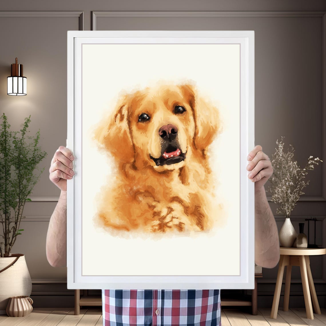 Hand Painted Dog Hand Drawn Dog Framed Dog Portrait Original Dog Portrait From Photo Custom Pet Painting Watercolor Dog Portrait Framed - Image 2