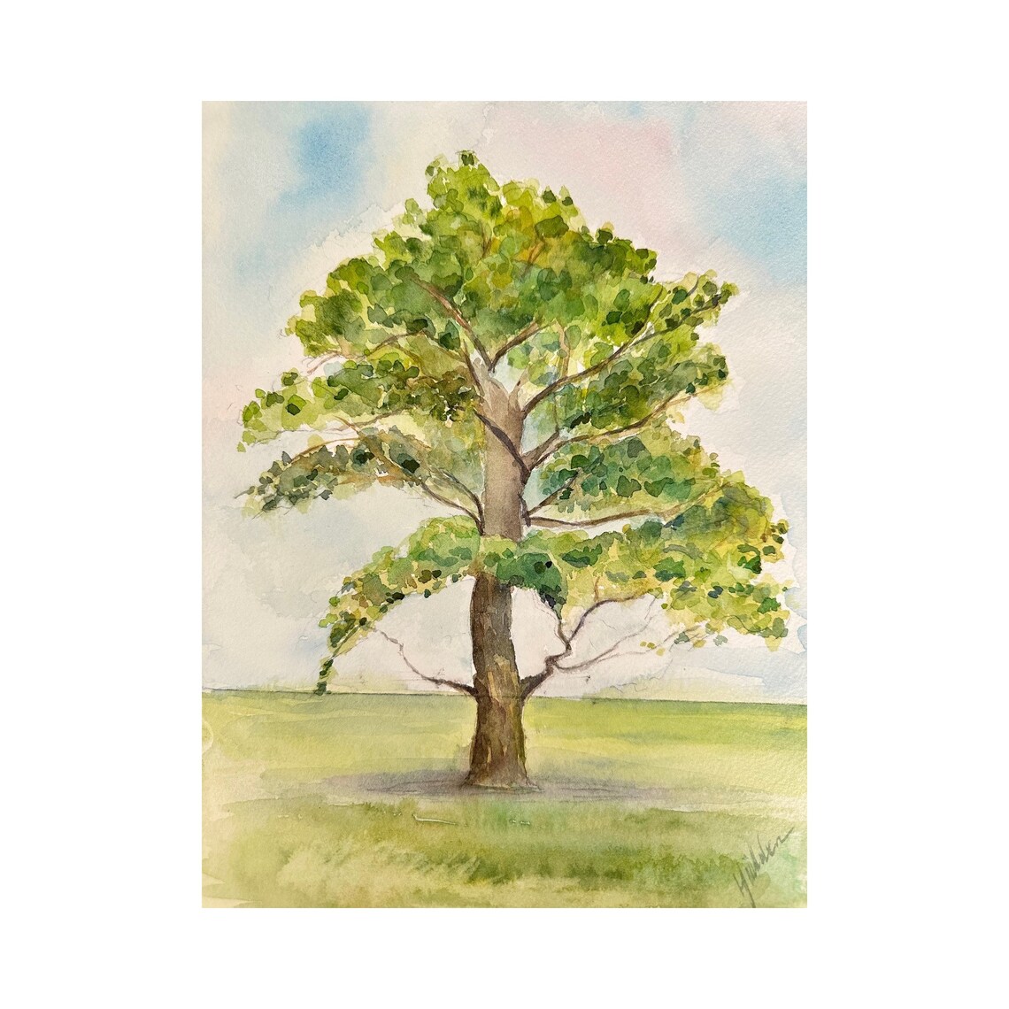 Tree Original Watercolor Painting Nature Wall Decor Tree Aquarelle Trees Landscape Painting 8x12 In - Image 7