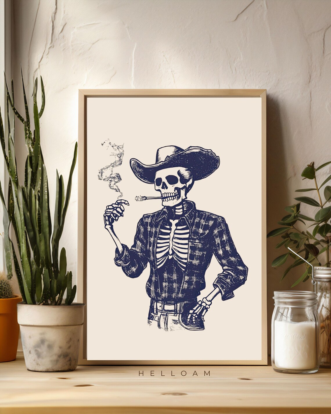 Skeleton Cowboy Vintage Western Art Print, Texas - Image 4