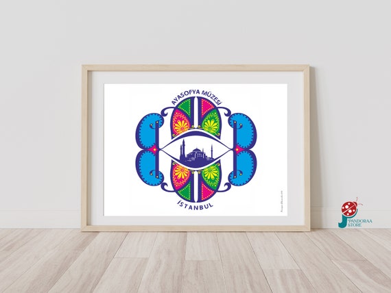 Hagia Sophia Poster Colourful Geometric Wall Decor Islamic Wall Art Istanbul Wall Prints