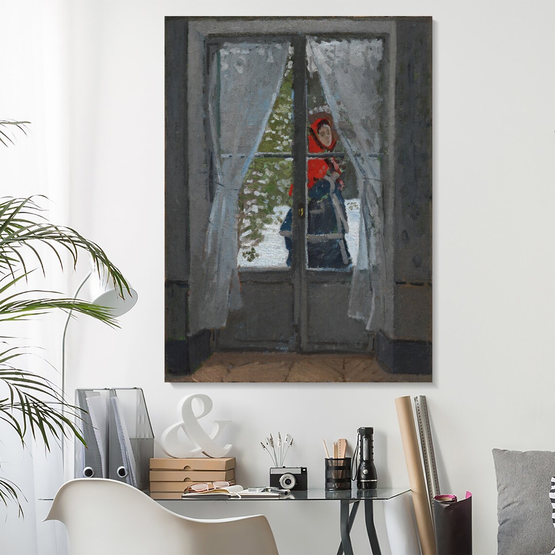 Monet The Red Kerchief Woman At Snowy Window Impressionist Poster - Image 2