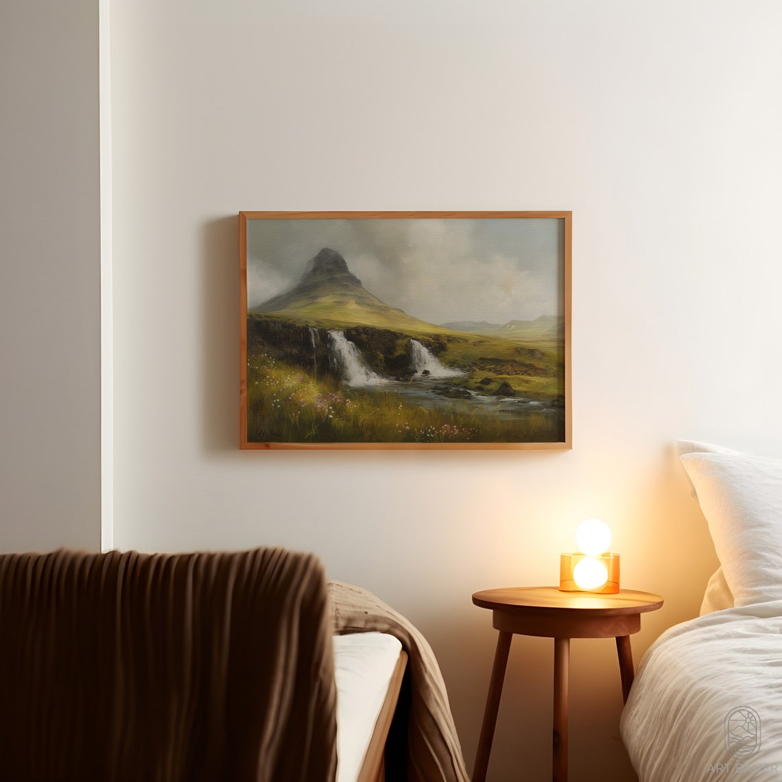 Icelandic Landscape Nordic Art Framed Wall Art Springtime Watercolor Mountain Painting Framed Print - Image 4