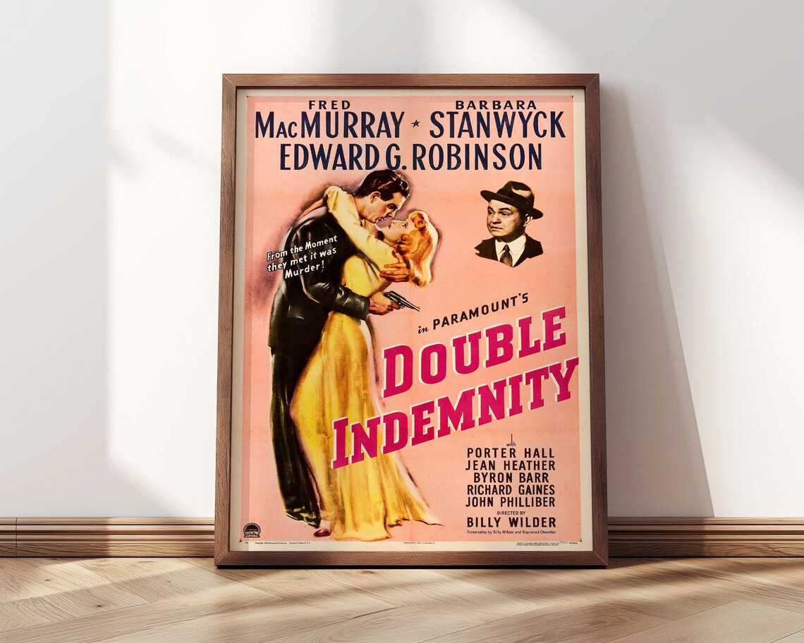Double Indemnity Vintage Film Poster, Classic Noir