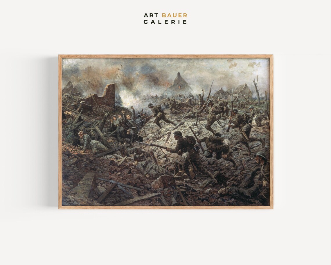 William Wollen Territorials At Pozieres 1917 WWI Infantry Attack Print