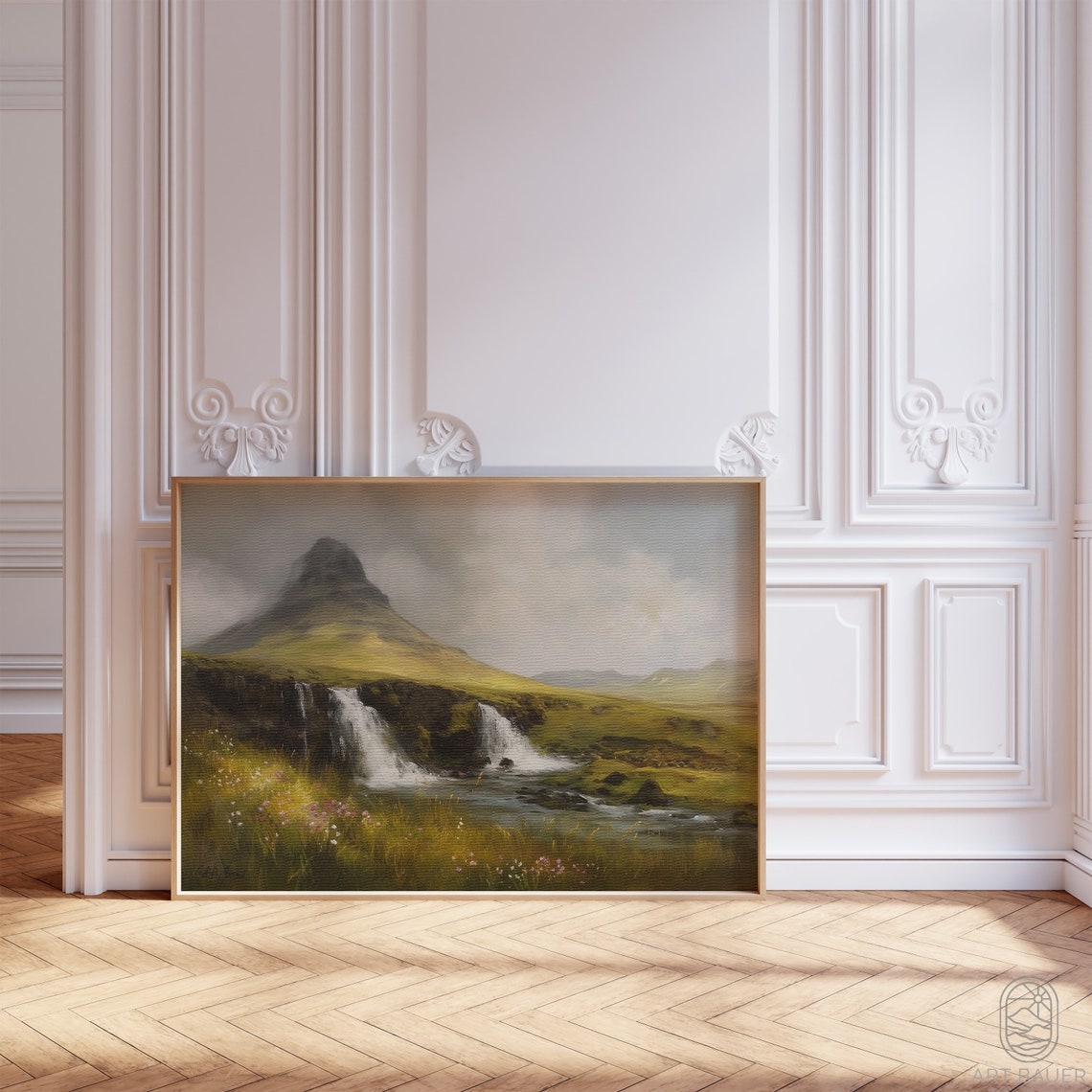 Icelandic Landscape Nordic Art Framed Wall Art Springtime Watercolor Mountain Painting Framed Print - Image 5