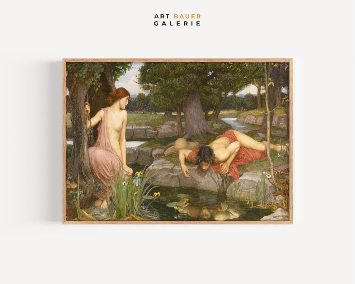 John Waterhouse Echo And Narcissus 1903 Mythology Poolside Art Poster