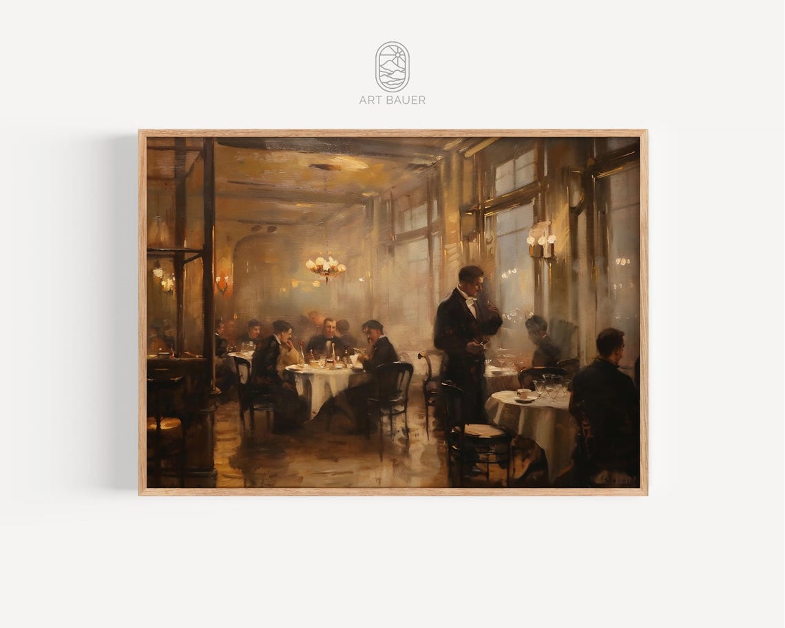 Classic Vienna Coffee House Interior Impressionist Warm Light Poster