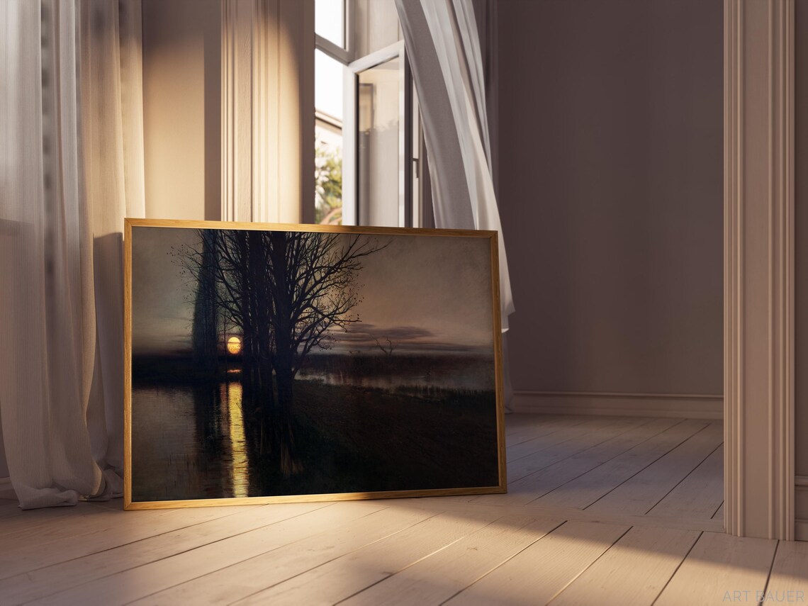 Maslowski Moonrise 1884 Moonlit Lake Trees Reflection Night Scene Poster - Image 5