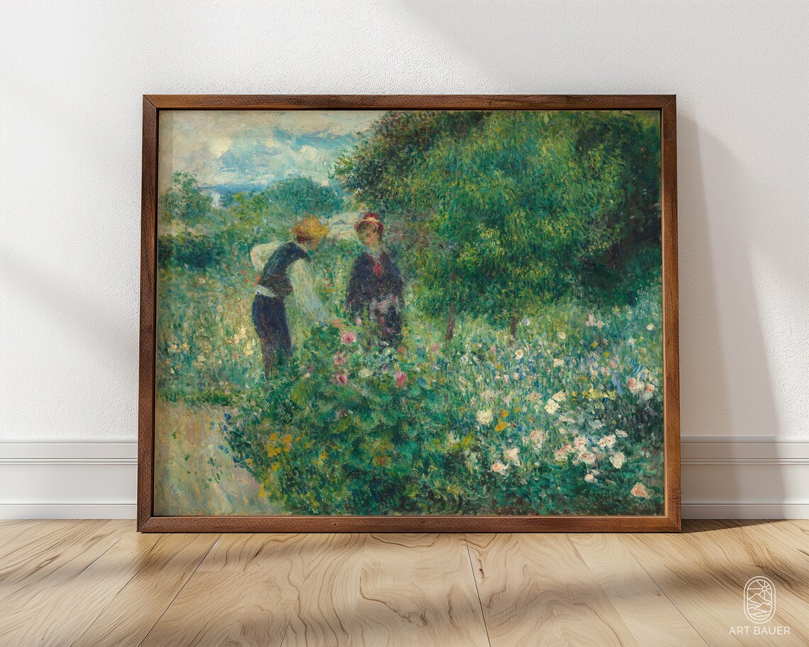 Auguste Renoir Picking Flowers Garden Couple Impressionist Art Poster