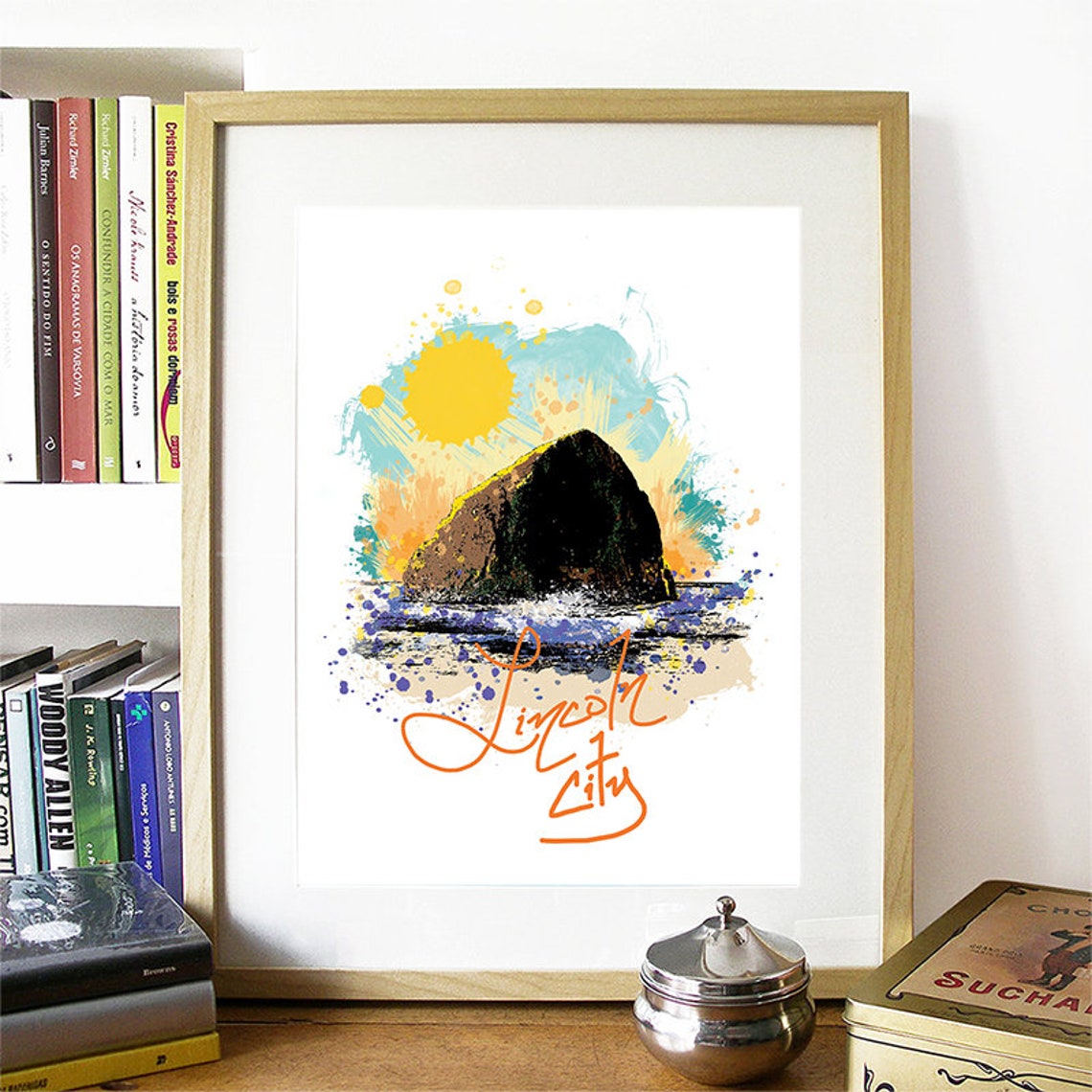 Lincoln City Print Lincoln City Skyline Lincoln City Art Lincoln City Poster Lincoln City Watercolor Lincoln City Art Print Lincoln - Image 2