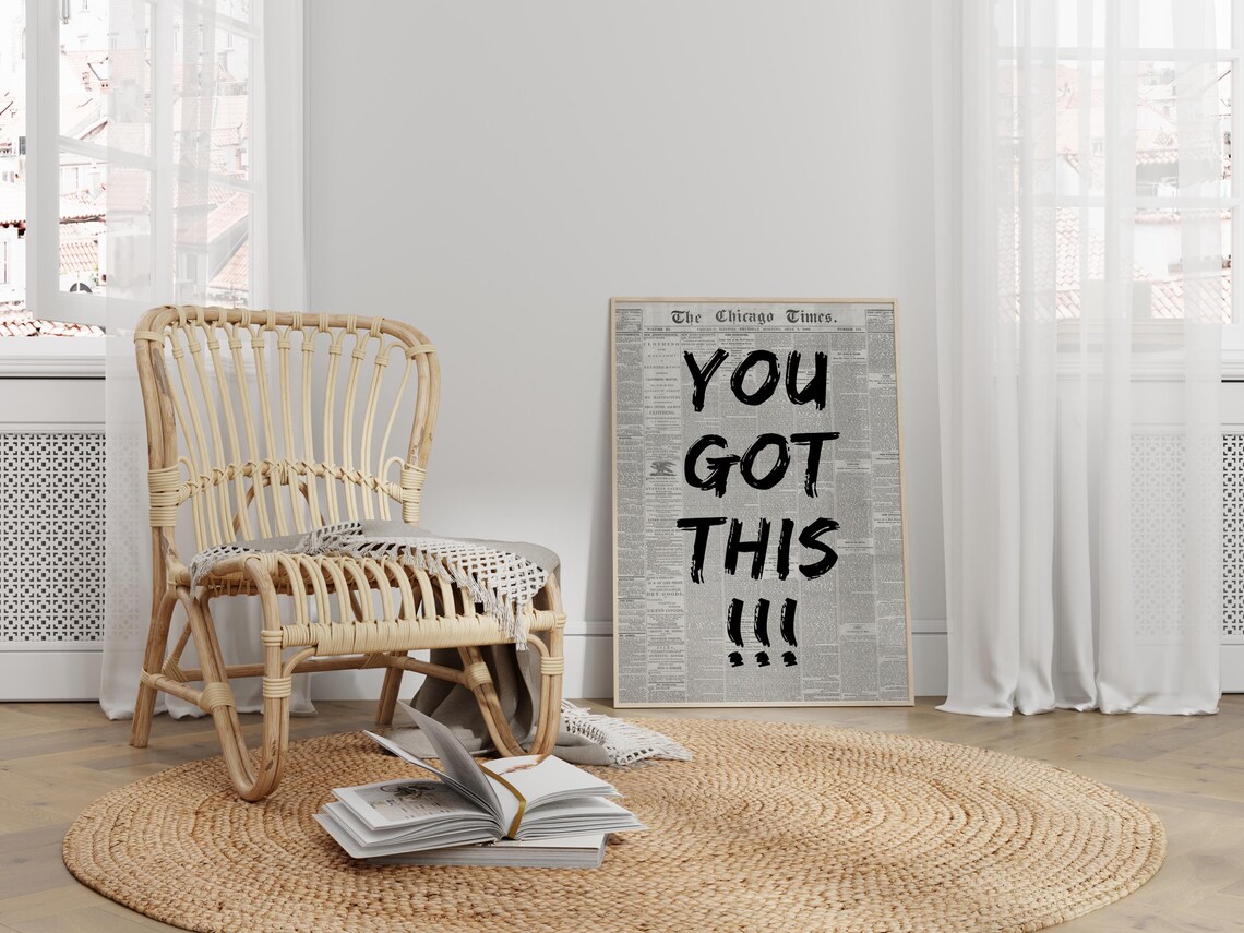 You Got This Retro Newspaper Quote, Typography Art - Image 3