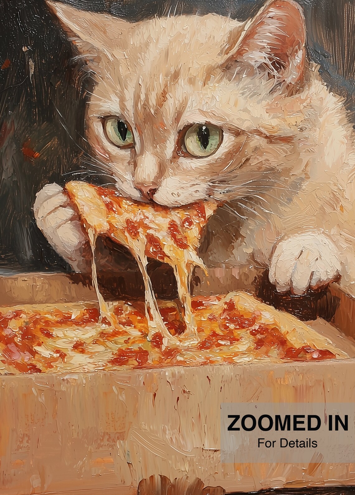 Cute Cat Eating Pizza, Funny Kitchen Art Print - Image 5