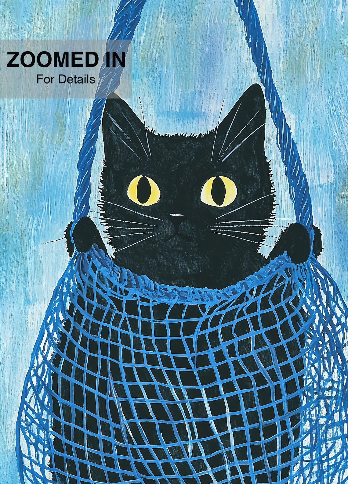 Cat In A Net Bag, Vintage Black Cat Art Print - Image 5