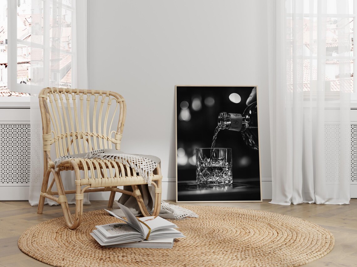 Whiskey Pour Art Print, Vintage Bar Cart Decor - Image 4