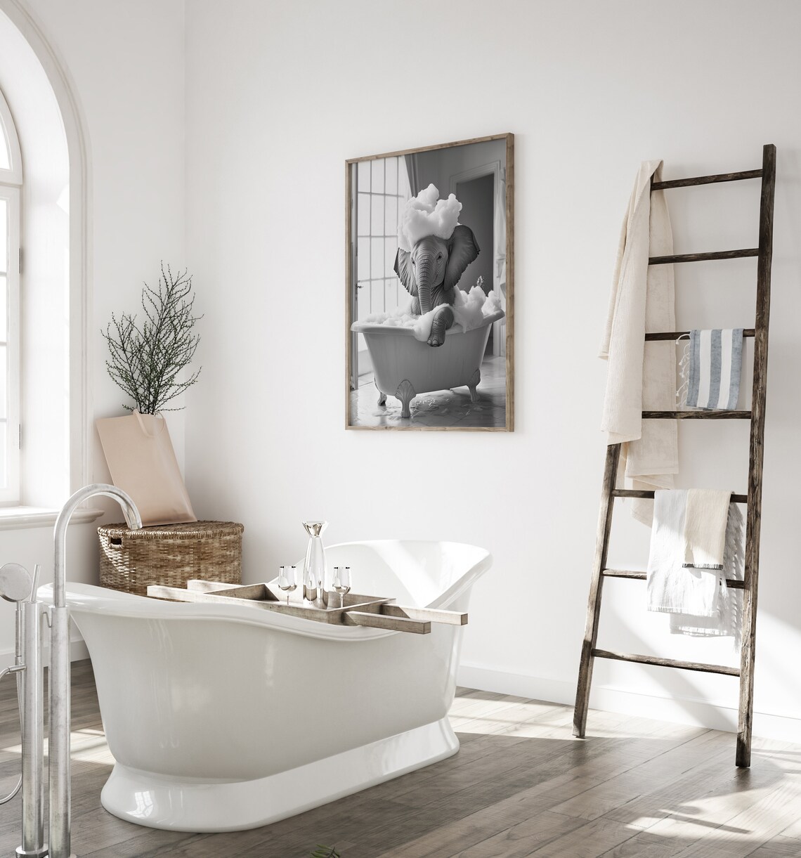 Cute Elephant In A Tub, Funny Bathroom Poster - Image 3