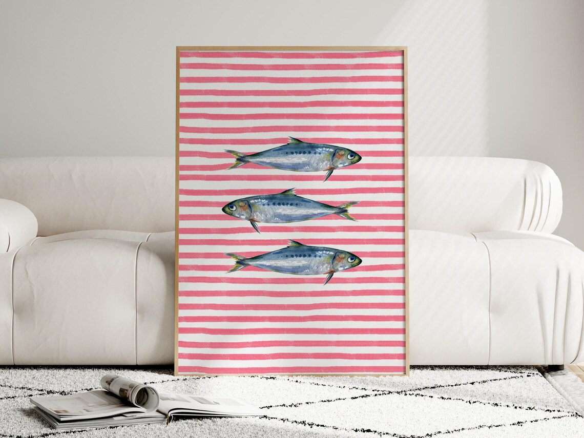 Sardine Watercolor Art Print, Retro Kitchen Decor - Image 4