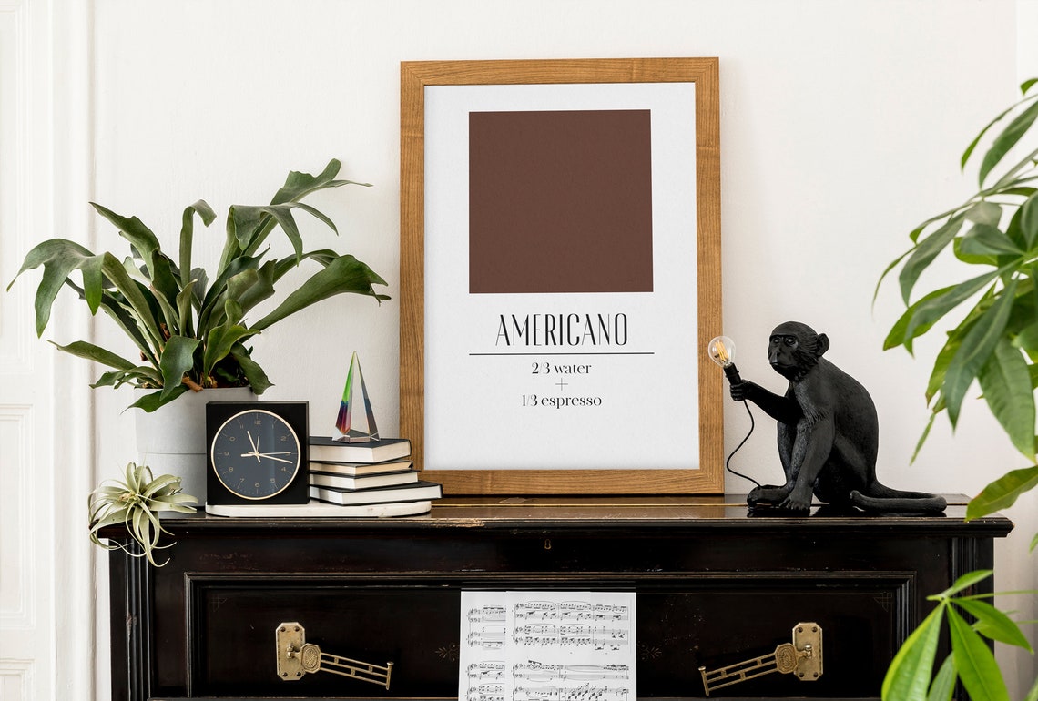 Americano Coffee Recipe Espresso Water Minimalist Bar Poster - Image 5