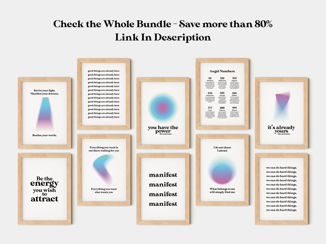 Manifest Repeated Bold Typography Law Of Attraction Quote Poster - Image 2