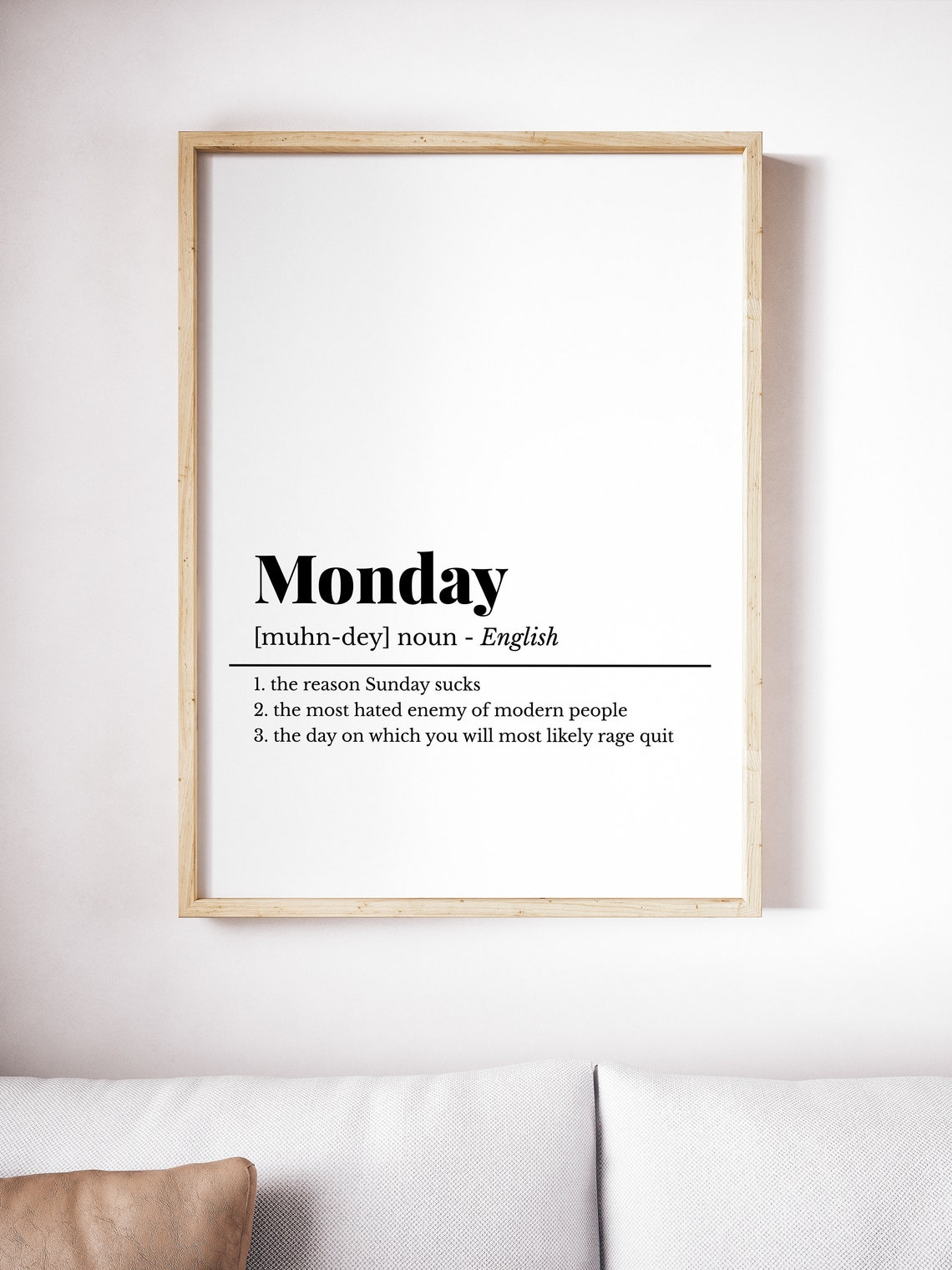 Monday Funny Definition Dictionary Style Office Humor Gift Poster - Image 5