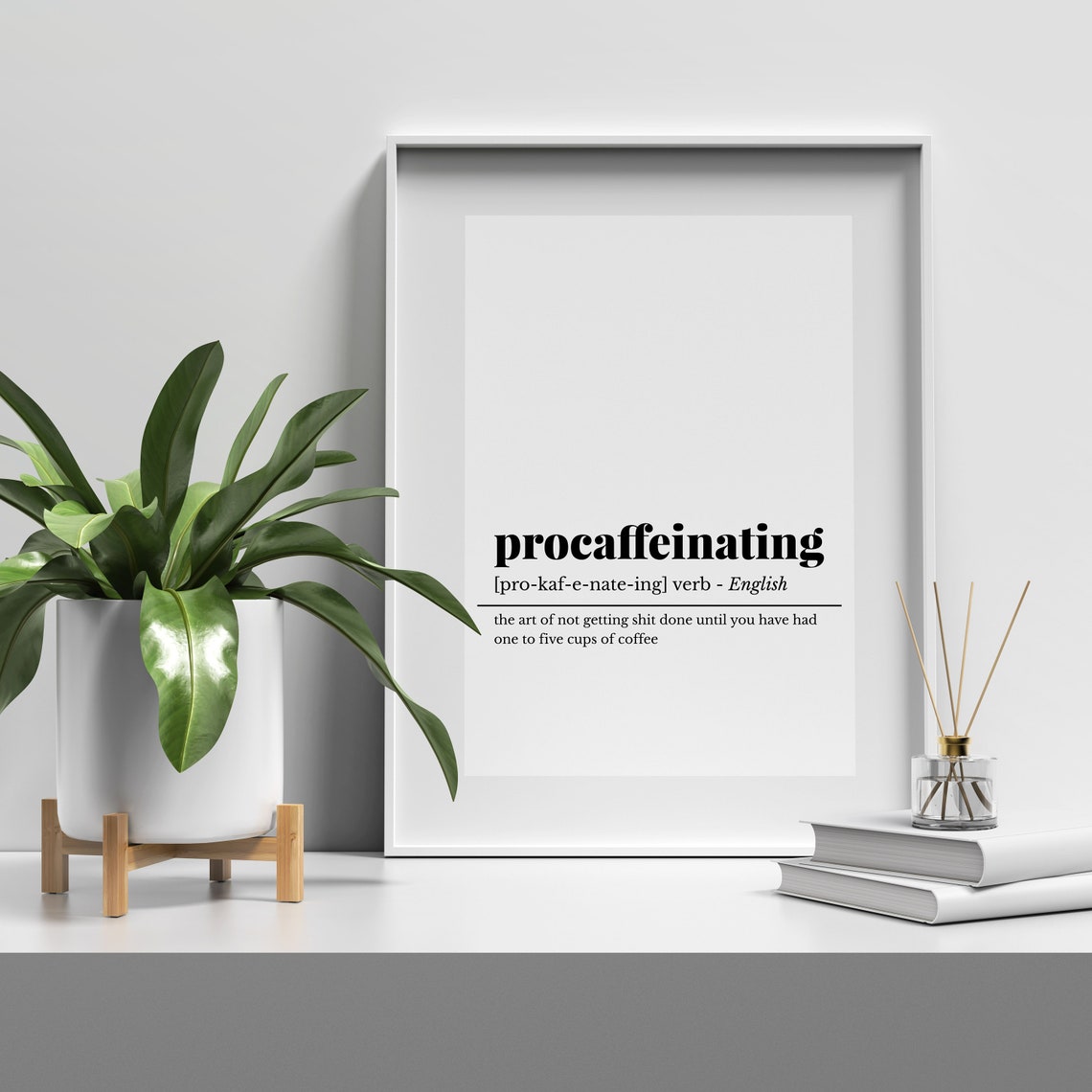 Procaffeinating Funny Coffee Definition Poster for Home Office - Image 2