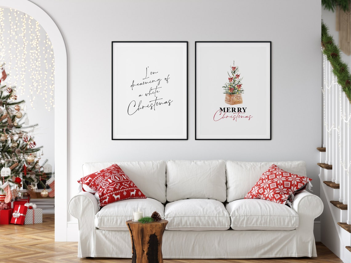 I'm Dreaming Of A White Christmas Script Classic Holiday Poster - Image 2