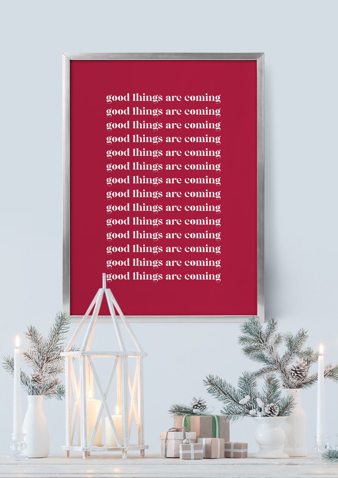 Good Things Are Coming Christmas Quote Minimalist Typography Poster - Image 5