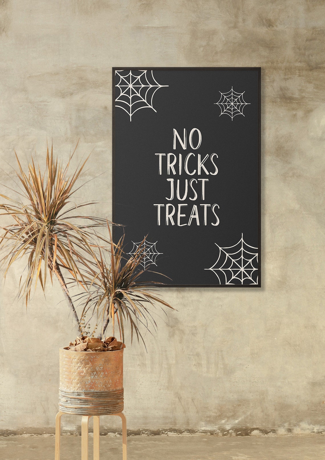 No Tricks Just Treats Spiderweb Halloween Party Quote Poster - Image 5