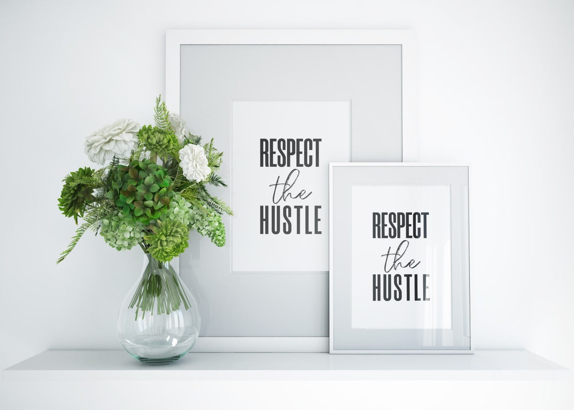 Respect The Hustle Bold Type Script Mixed Typography Office Poster - Image 2