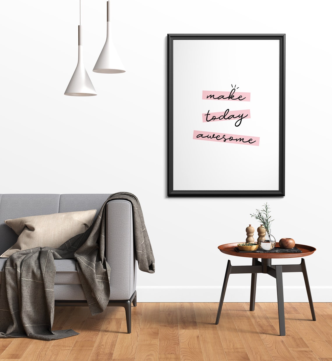 Make Today Awesome Pink Highlight Script Quote Inspiring Poster - Image 2