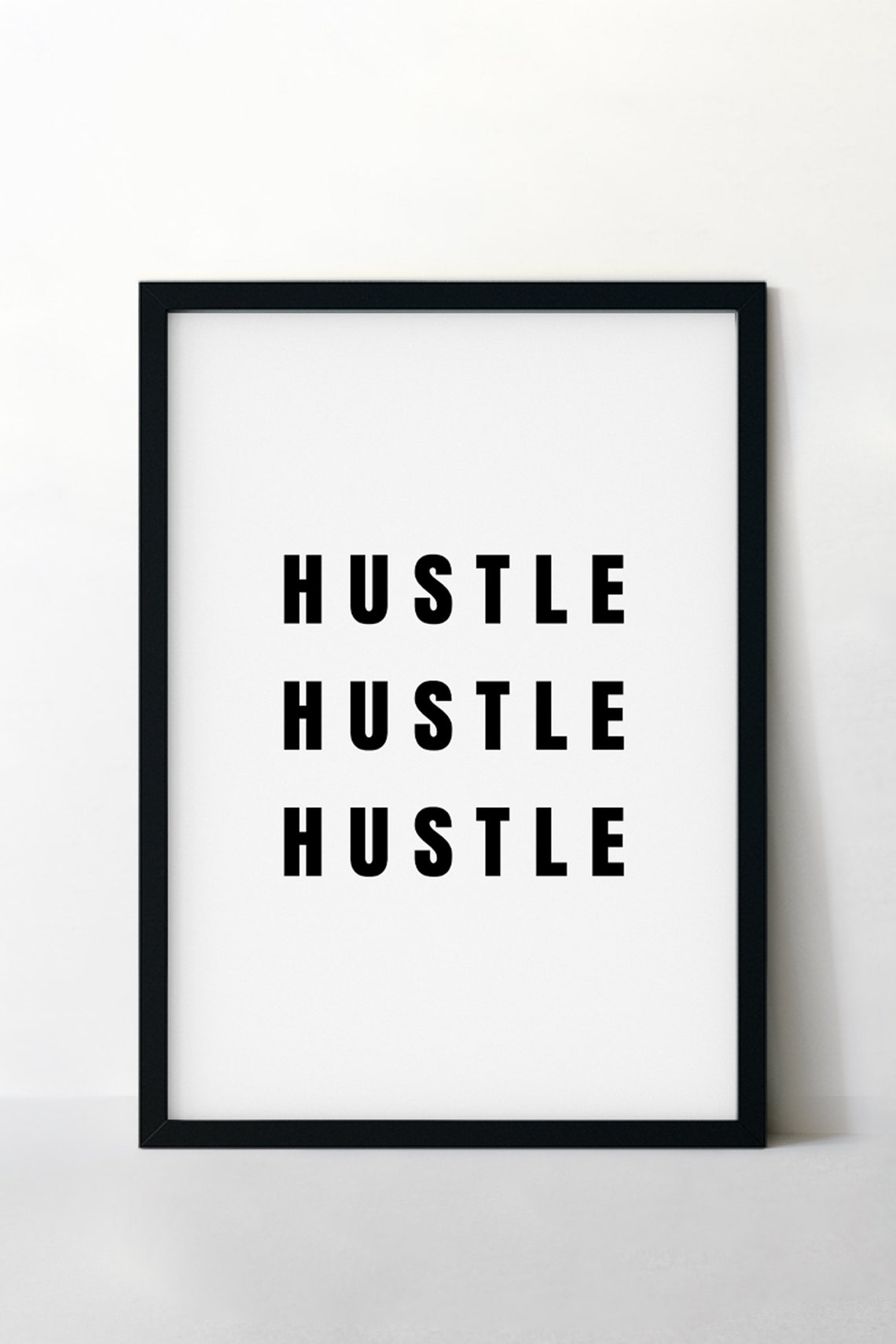 Hustle Repeat Bold Black Typography Motivational Office Wall Art - Image 4