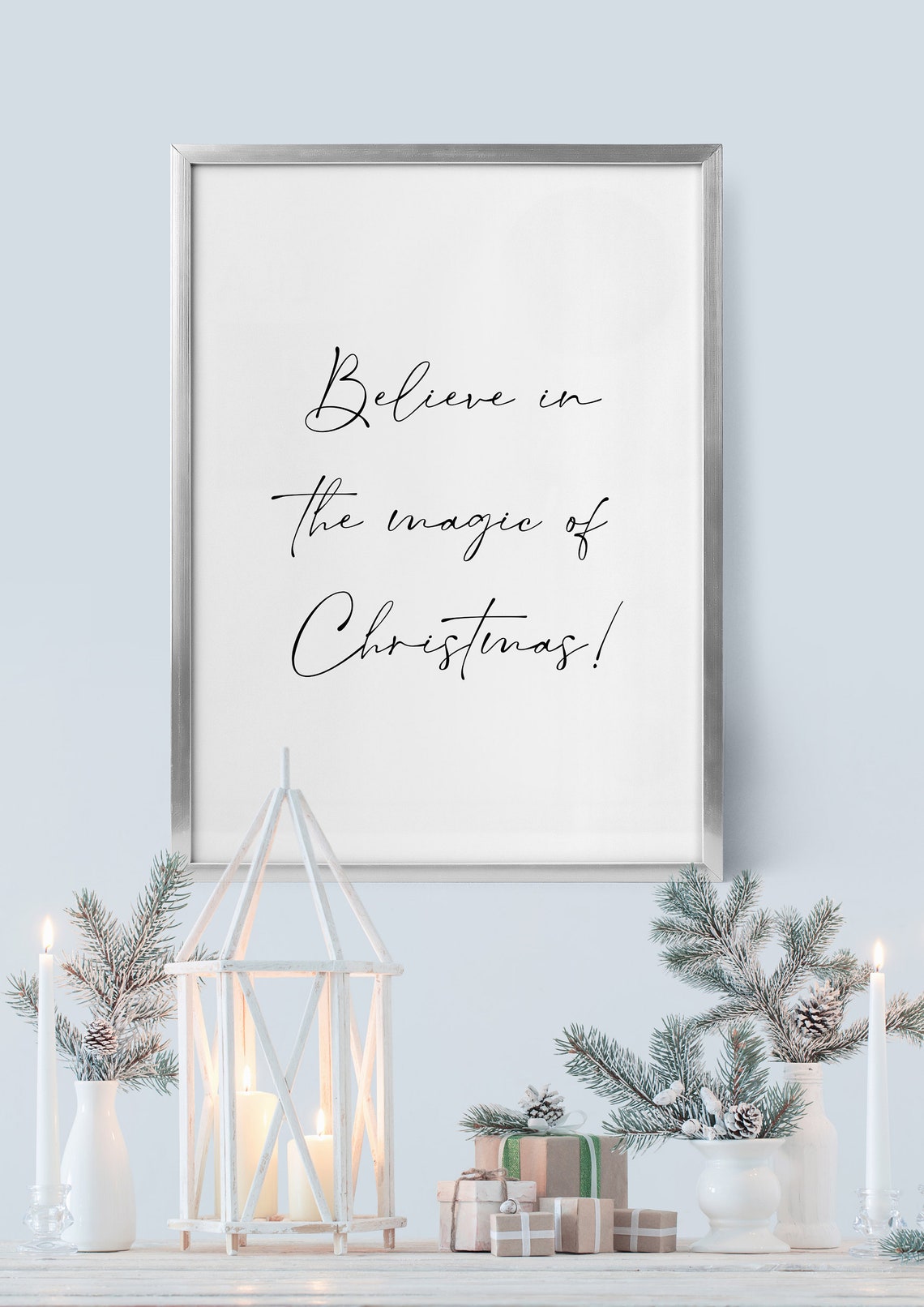 Believe In The Magic Of Christmas Elegant Script Holiday Gift Poster - Image 5
