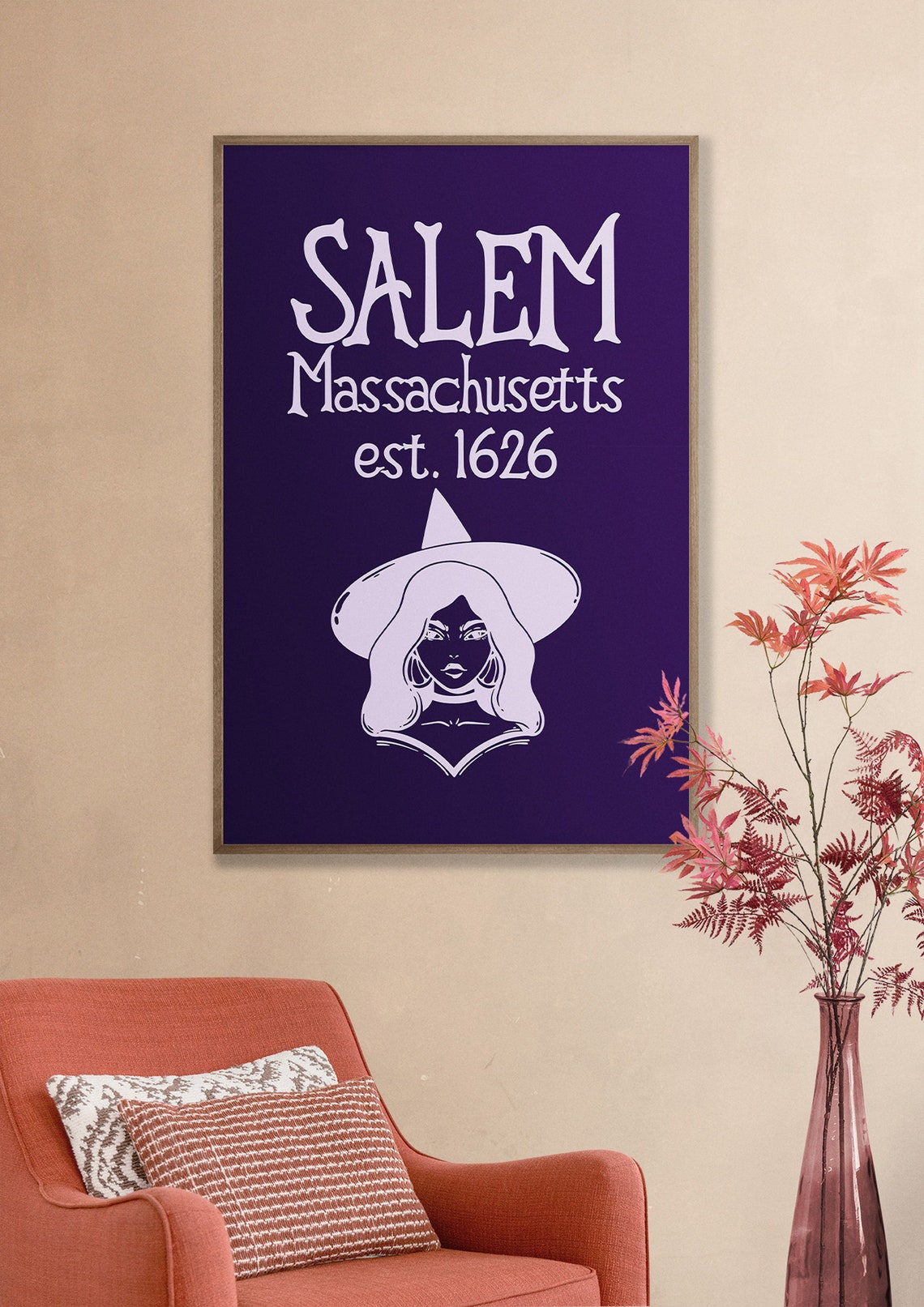 Salem Massachusetts Est 1626 Witch Portrait Halloween Travel Poster - Image 3
