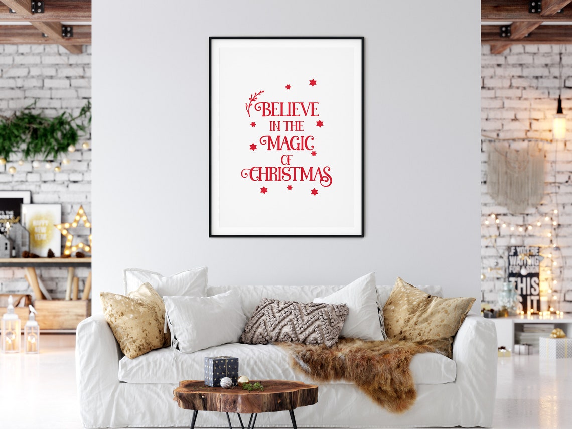 Believe In The Magic Of Christmas Red Star Typography Poster - Image 5