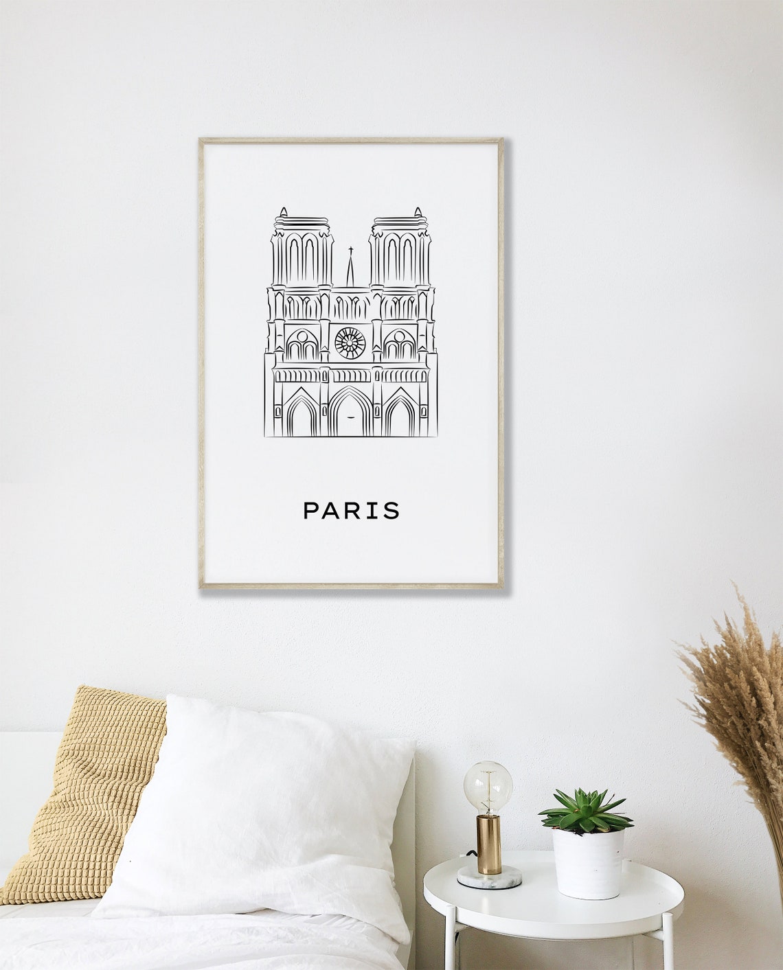 Notre Dame Cathedral Paris Black and White Line Art Travel Poster - Image 2