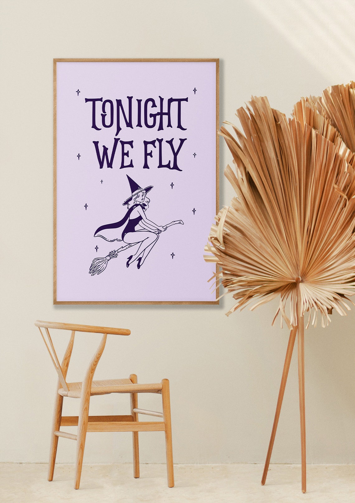 Tonight We Fly Retro Witch Broom Halloween Quote Wall Poster - Image 2