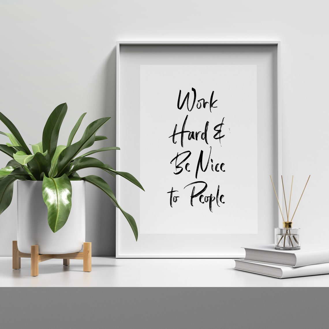 Work Hard and Be Nice to People Brush Script Motivational Print - Image 5